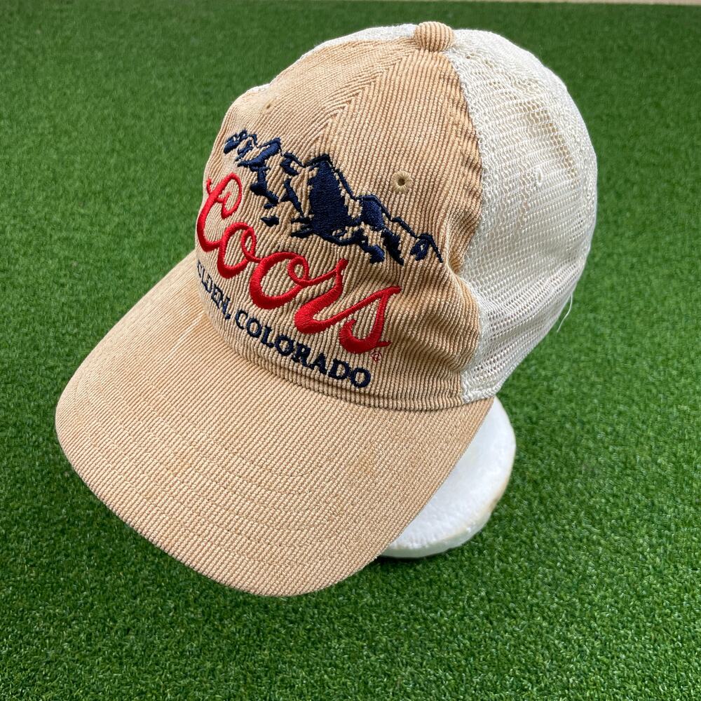 Vintage Coors Khaki Banquet Dad Corduroy Snapback Trucker Hat